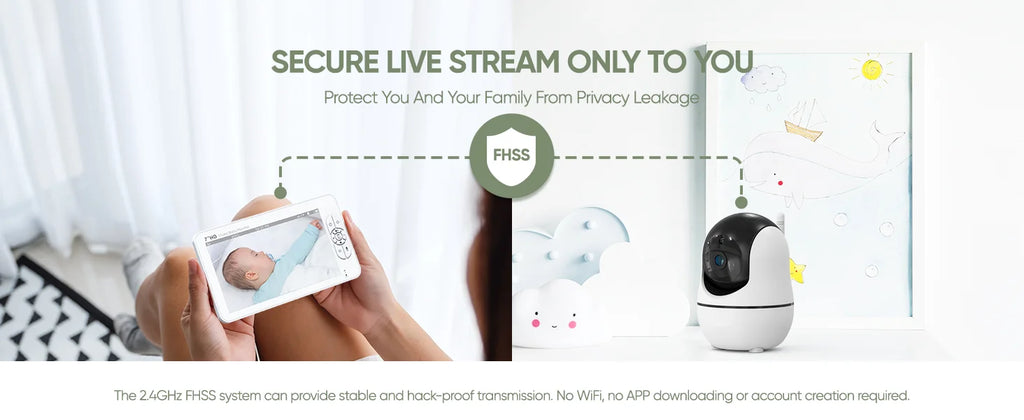 SM70V2 7" 1080P HD Split Screen Video Baby Monitor with Two Cameras – Hack Proof, Remote Zoom/Pan/Tilt, 4000mAh Battery