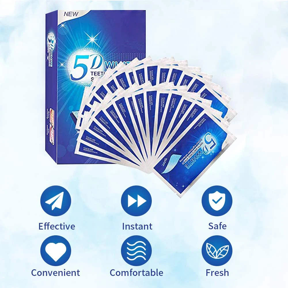 VACLAV 5D Teeth Whitening Strips Kit – 7/14/21/28 Pairs – Home Use Whitening for Coffee & Smoking Stains