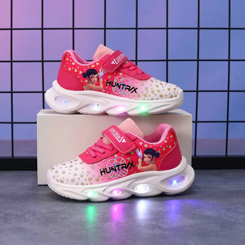 Kpop Demon Hunter LED Sneakers for Kids – Cartoon Night Light Shoes for Toddlers Boys & Girls