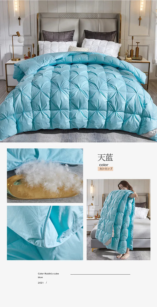Five-Star Hotel Style Goose Down Duvet – Warm Winter Quilt for Single & Double Beds – Soft Quilted Polyester Comforter 150x200cm to 200x230cm