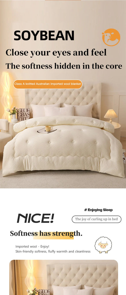 A-Class Australian Wool Quilt Thick Warm Winter Doona Four Season Quilted Quilt Core