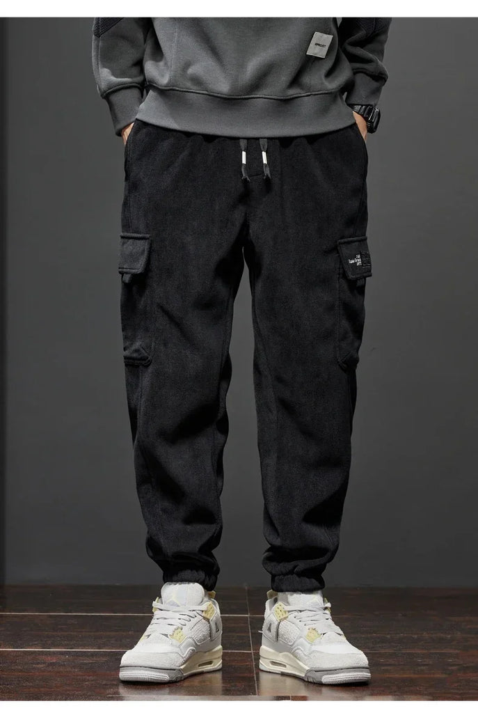 Men’s Casual Elastic Waist Jogger Pants – Spring & Autumn Stretch Straight Fit with Drawstring and Pockets