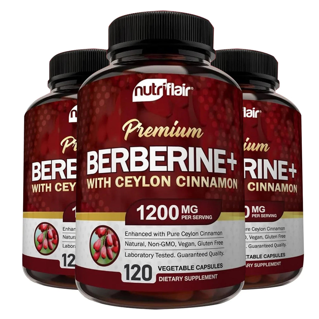 Premium Berberine HCL 1200mg with Ceylon Cinnamon – Blood Sugar Support & Heart Health – 120 Capsules