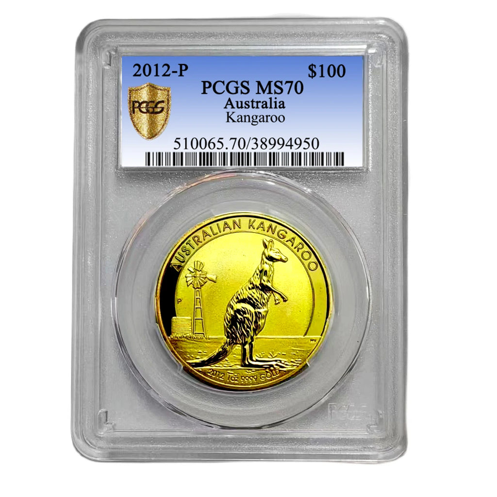 2012-P Australia Kangaroo Graded Coin MS70 – Sealed Collectible in Display Case