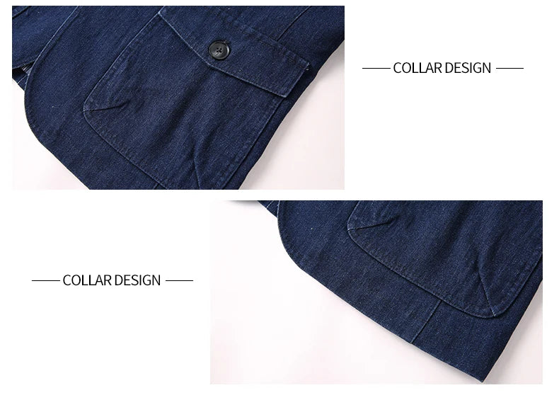Men’s Solid Denim Jacket – Vintage Casual Slim Fit Cotton Blazer
