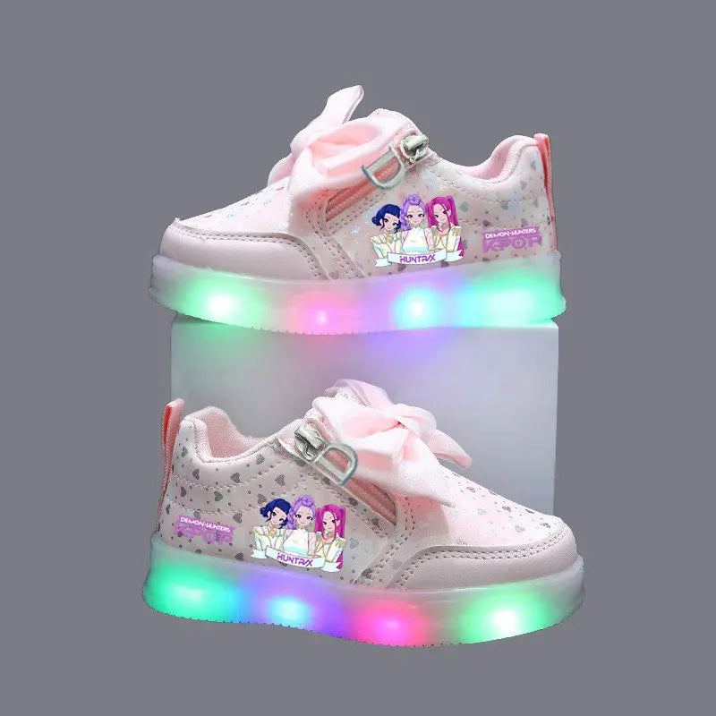 Kpop Demon Hunter LED Sneakers for Kids – Luminous Anime Tennis Shoes for Girls & Boys