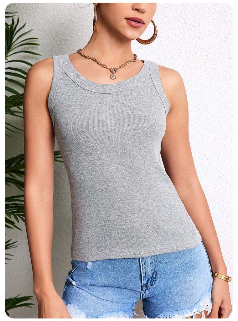 3-Piece Women’s Solid Color Knit Tank Top Vest Set