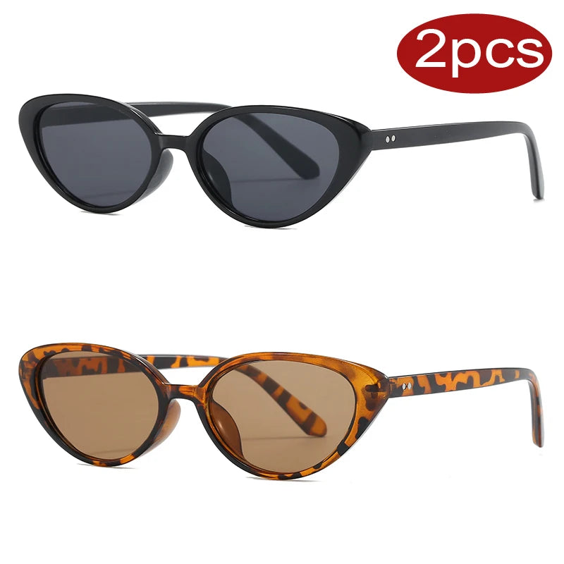 2pcs Retro Cat Eye Sunglasses for Women & Men – Rivet Triangle Fashion Sun Glasses, Multi-Color
