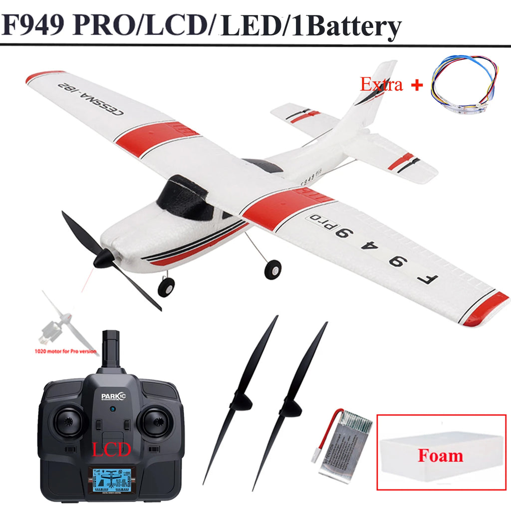 WLtoys F949 LCD RC Airplane Cessna 182 3D/6G 3CH Fixed Wing with Gyroscope Night Flight Ready
