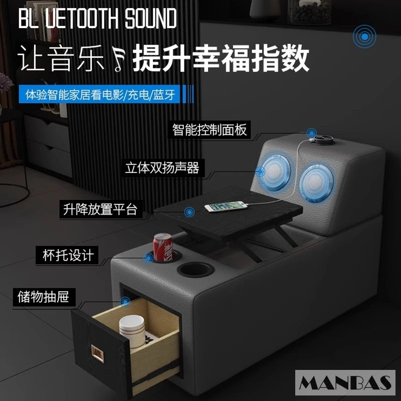 Modern Italian Genuine Leather Sectional Sofa with USB Charging & Bluetooth Speaker – MINGDIBAO Living Room Furniture