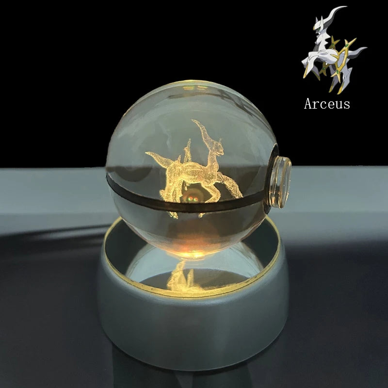 Pokemon 5cm Crystal Ball 3D LED Night Light – Pikachu, Charizard, Gengar & Eevee Gift Model