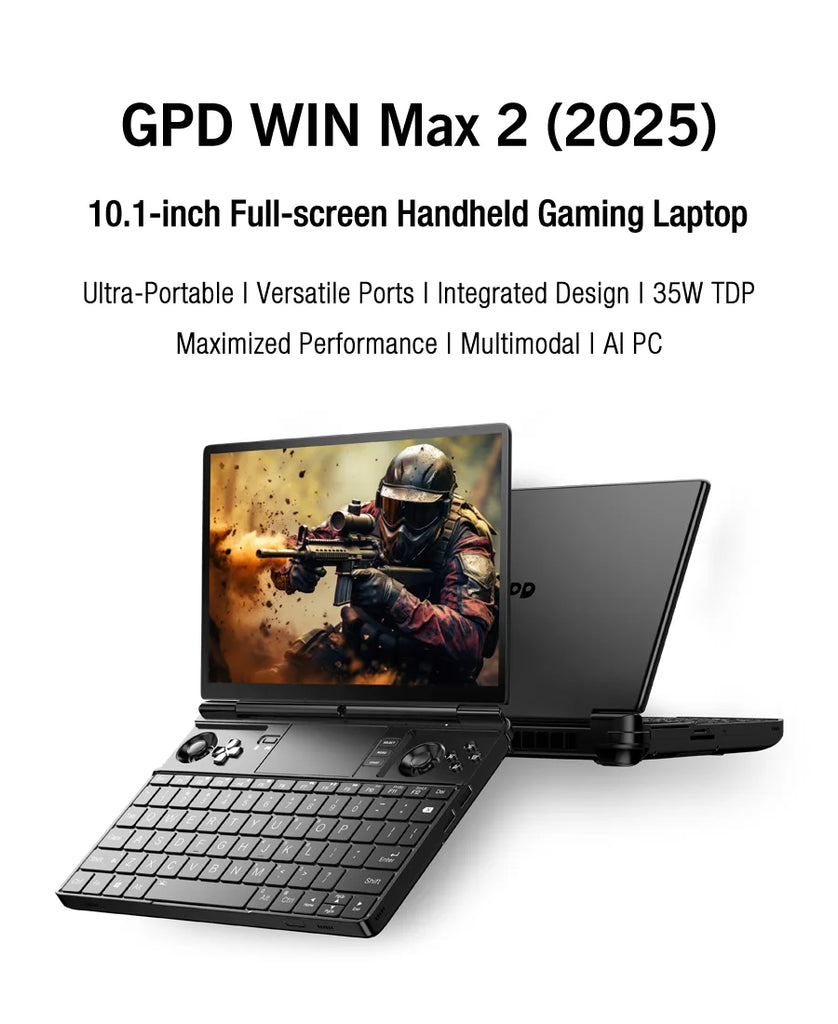 GPD WIN Max 2 (2025 Model) – AI9 HX370 / AMD 8840U | 32GB–64GB RAM | 1TB–2TB SSD | Mini Gaming Laptop & Ultra Portable PC