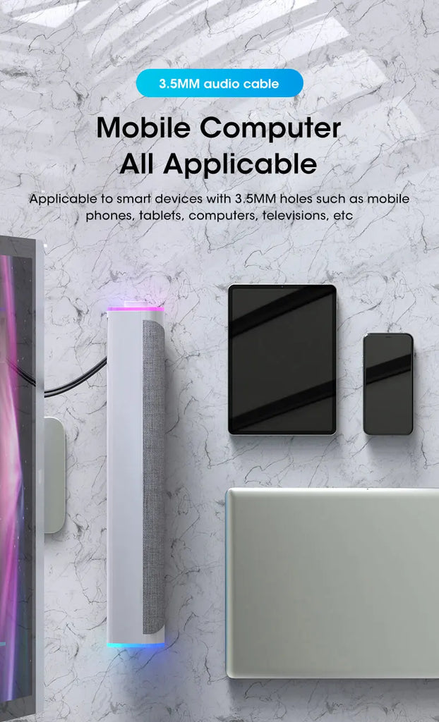 4D Computer Speaker Bar Stereo Sound Subwoofer Bluetooth Speaker for MacBook, Laptop, PC, and Music Player