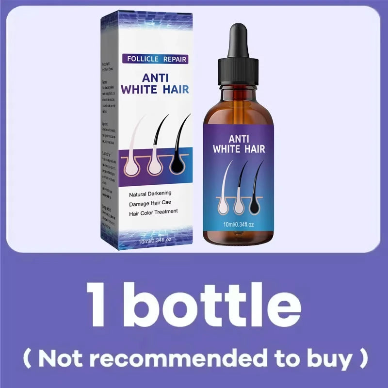 White to Black Gray Hair Serum – Natural Color Repair & Nourishing Essence for Men and Women