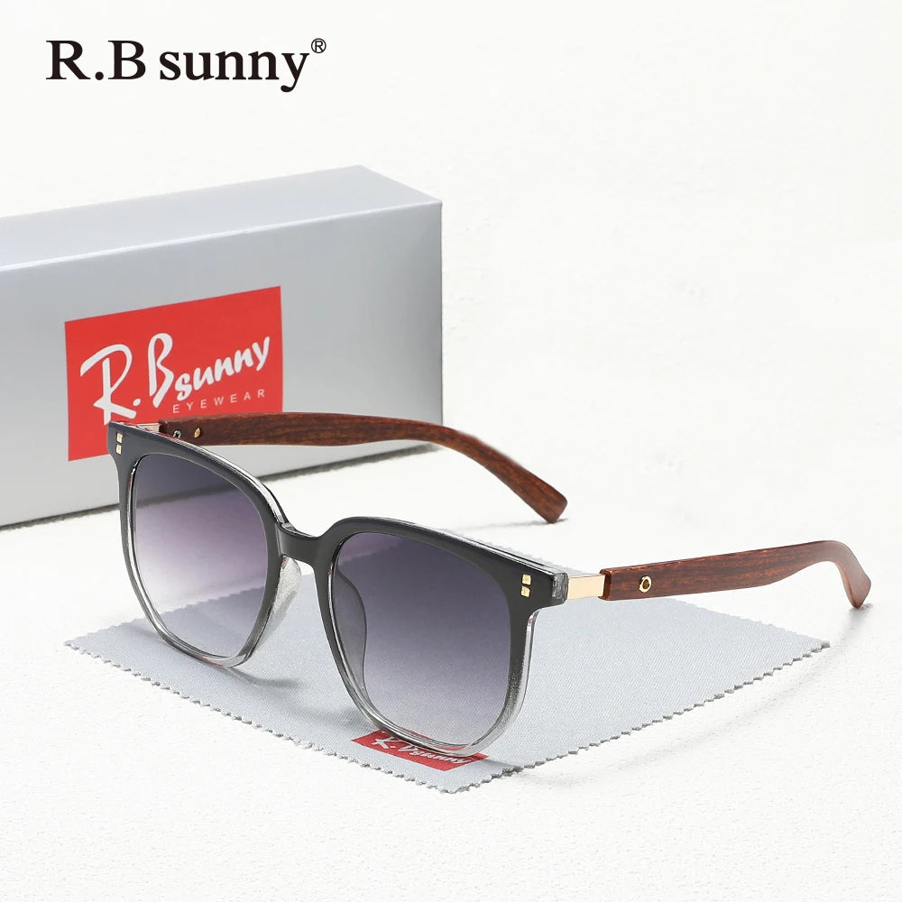 Fashion Vintage UV400 Rectangle Sunglasses – Wooden Frame Classic Travel & Driving Eyewear for Men