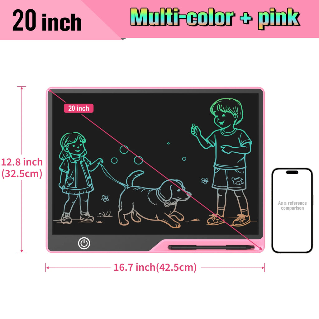 16/20 Inch Rechargeable LCD Writing Tablet Erasable Multi-Color Drawing Board for Kids