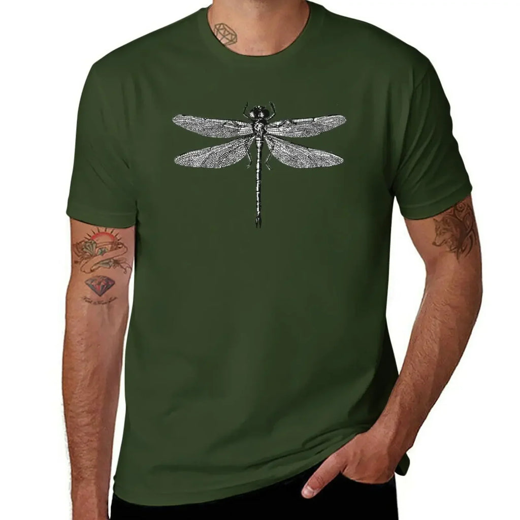 Men’s Dragonfly Print T-Shirt – Quick-Dry Cotton Casual Tee