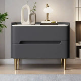 Luxury Modern Nightstand with Drawer, Glossy Marble Top, Gold Metal Legs, Faux Leather Bedside Table thumbnail 15
