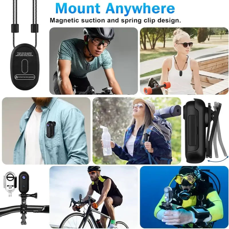 H88 Mini Body Camera 1080P Full HD WiFi Action Cam with Helmet & Handlebar Mount
