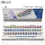 Winsor & Newton Cotman Watercolor Paint Set Studio 45 Half Pans with Brush and Palette Portable Artist Kit thumbnail 1