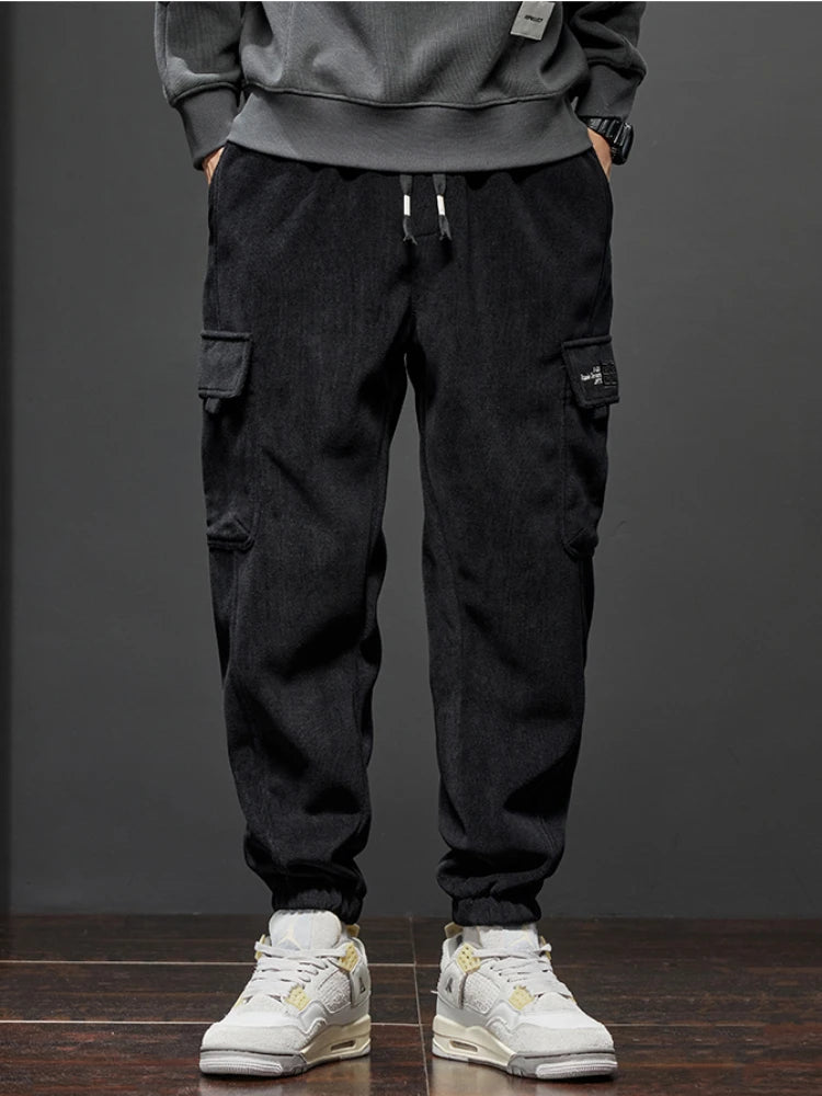Men’s Casual Elastic Waist Jogger Pants – Spring & Autumn Stretch Straight Fit with Drawstring and Pockets