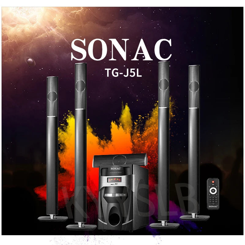 KYYSLB Wireless Subwoofer 5.1 Home Theater System with Bluetooth Soundbar for TV, Mobile, and Karaoke