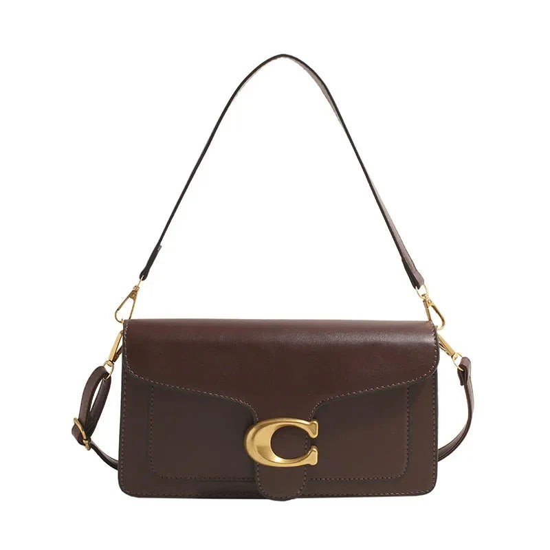 Women’s High-End Pure Color Square Shoulder Bag – Multi-Layer Minimalist Commuter Handbag