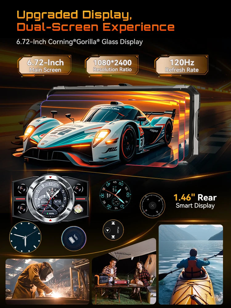 Cubot KingKong 11 Rugged 5G Smartphone, 10200mAh Battery, Dimensity 7025, 32GB RAM, 256GB ROM, 108MP Triple Camera, 6.72" FHD+ 120Hz Display, Android 15