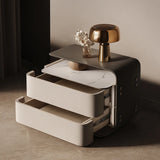 Nordic Minimalist Bedside Table with Storage Drawers – Modern Glamour Nightstand for Bedroom thumbnail 3