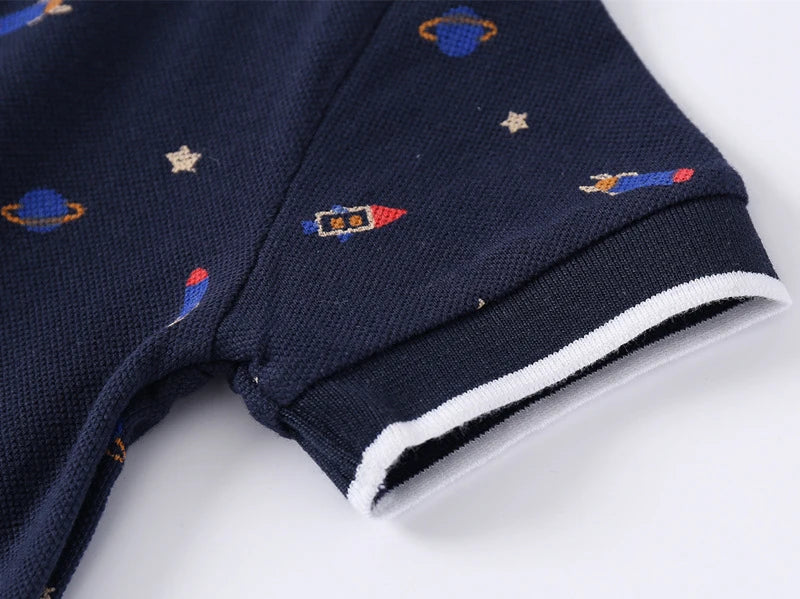 Fashion Kids Boys Polo Shirt – Luxury Stand Collar Summer Tee, Soft Breathable Cotton