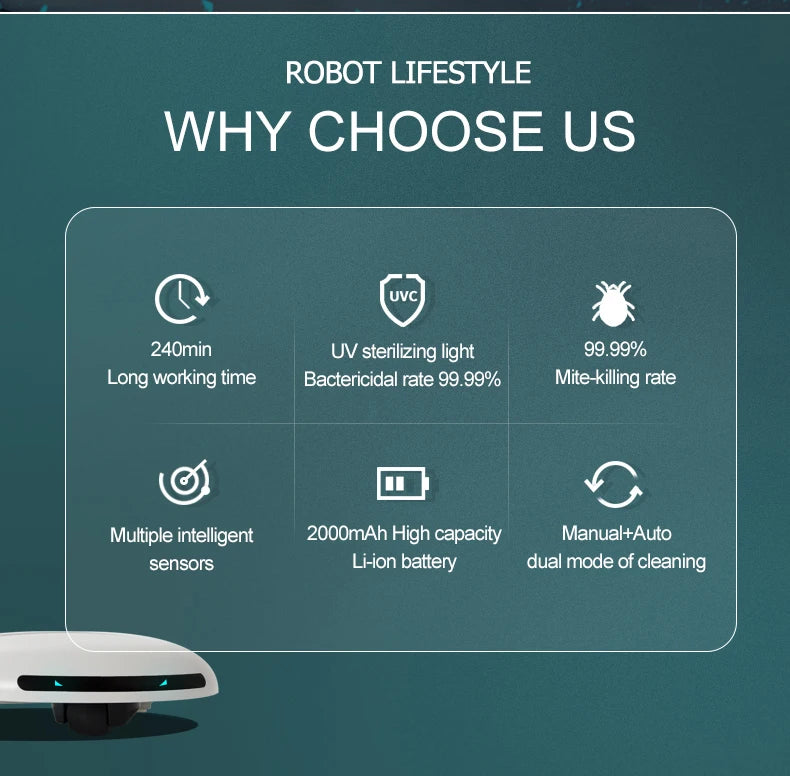 UV Bed Mite Removal Vacuum Cleaner Robot with UV Sterilization – Portable & Powerful Cleaner