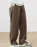 Autumn Men’s Corduroy Casual Pants – Loose Fit Straight Leg Streetwear with Elastic Waist thumbnail 2