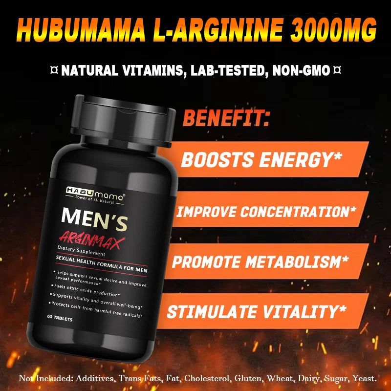 L-Arginine Male Enhancing Supplement 60 Tablets – Performance, Strength and Endurance Support