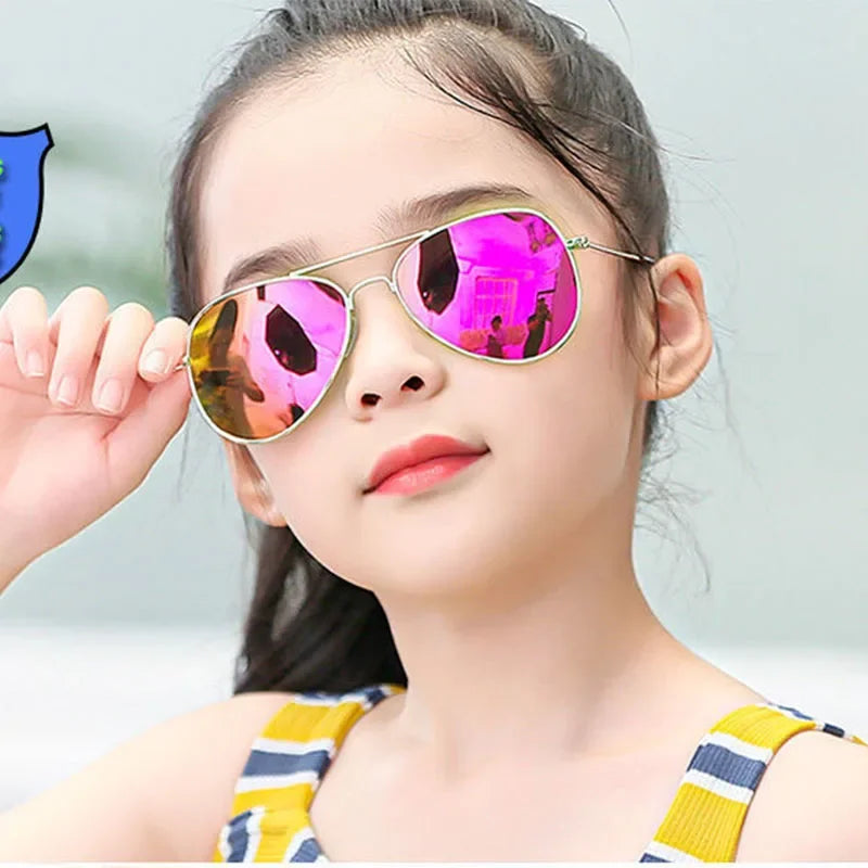 Kids Polarized Pilot Sunglasses UV400 Outdoor Sports Cycling Metal Frame Glasses for Boys and Girls
