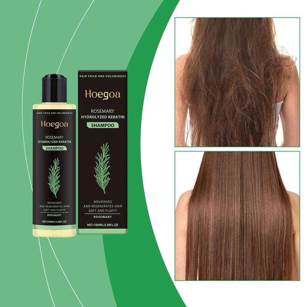 3pcs Rosemary Hair Growth Shampoo Set 100ml – Thickening Hydrolyzed Keratin Formula for Dry, Frizzy & Damaged Hair
