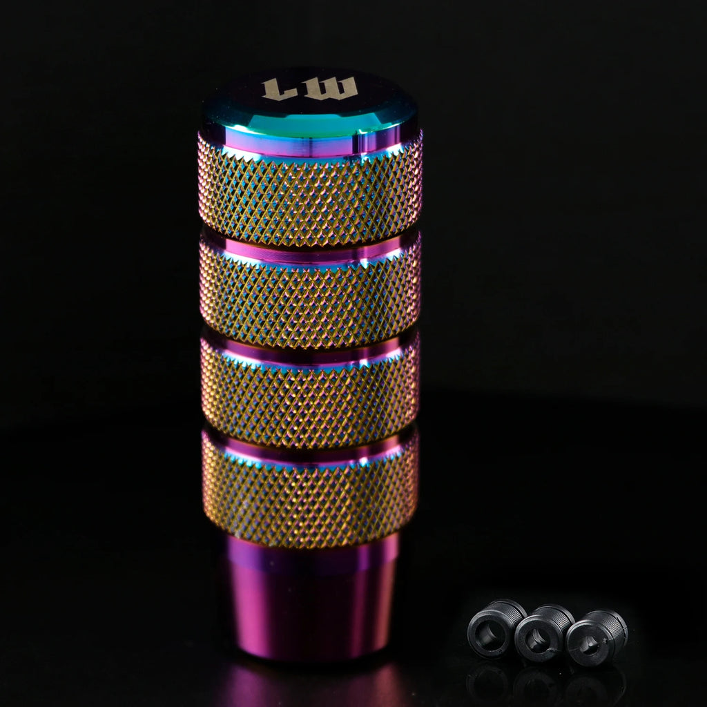 LW 95mm Aluminum Anti-Skid Car Gear Shift Knob – Universal Shifter Lever Head with 8mm 10mm 12mm Adapters – 9 Colors