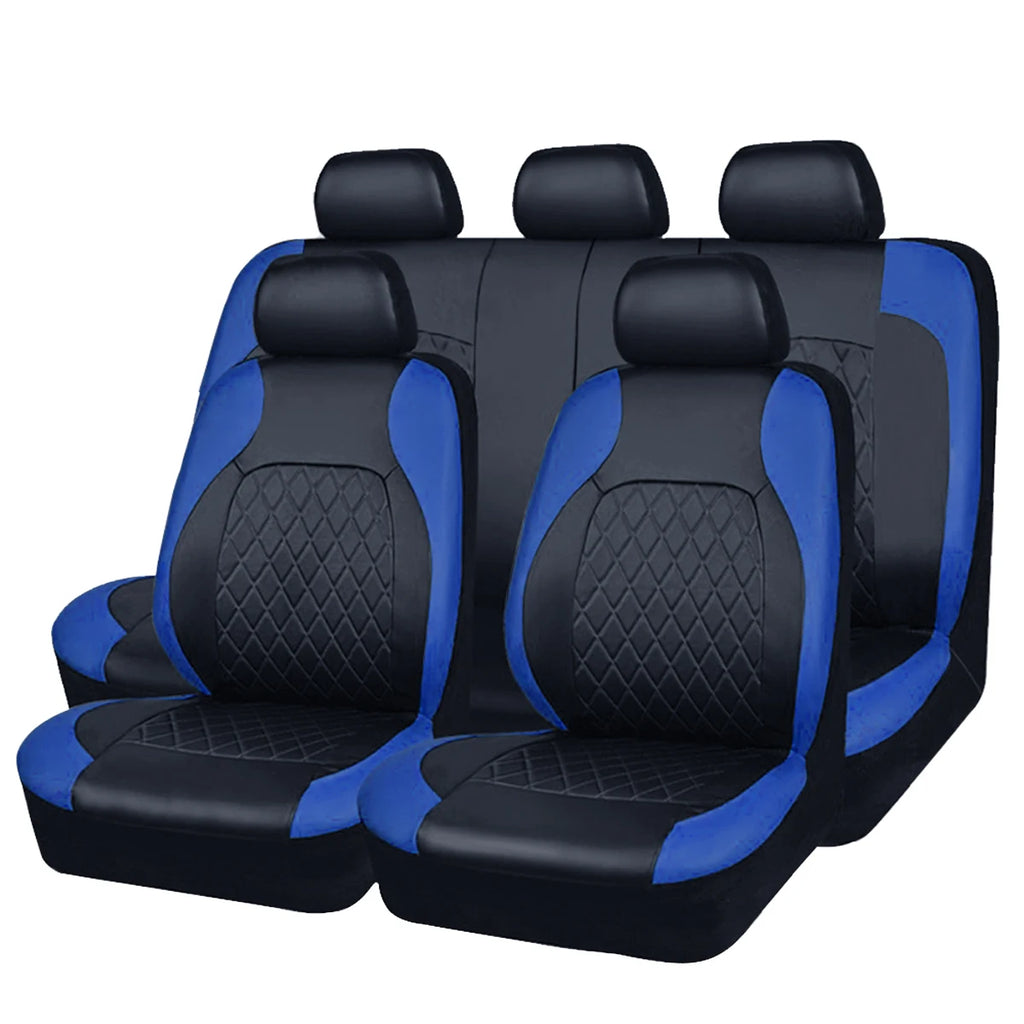 All Season Quilted PU Leather Car Seat Cover Set – Full Surround Waterproof Universal Fit for Sedan, SUV & Pick-Up Truck