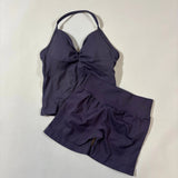 Women’s Seamless Yoga Gym Set – Backless Tank Top & High Waist Scrunch Shorts (2PCS) thumbnail 14