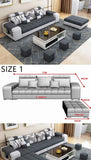 Modern U-Shaped Fabric Sofa Set with USB & Stools – Living Room Couch, Customizable Colors thumbnail 7