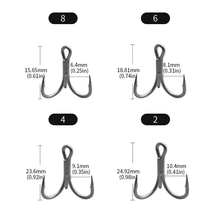 4X Strong High Carbon Steel Treble Hooks (20pcs / 2 Boxes) – Ultra Sharp Saltwater & Freshwater Fishing Hooks