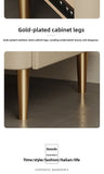 Luxury Modern Nightstand with Drawer, Glossy Marble Top, Gold Metal Legs, Faux Leather Bedside Table thumbnail 13