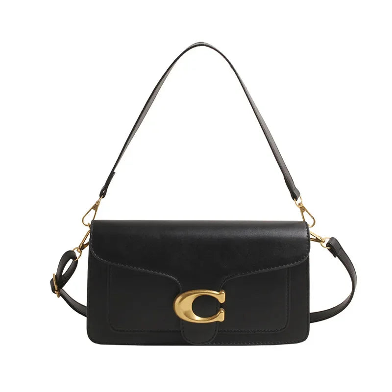 Women’s High-End Pure Color Square Shoulder Bag – Multi-Layer Minimalist Commuter Handbag