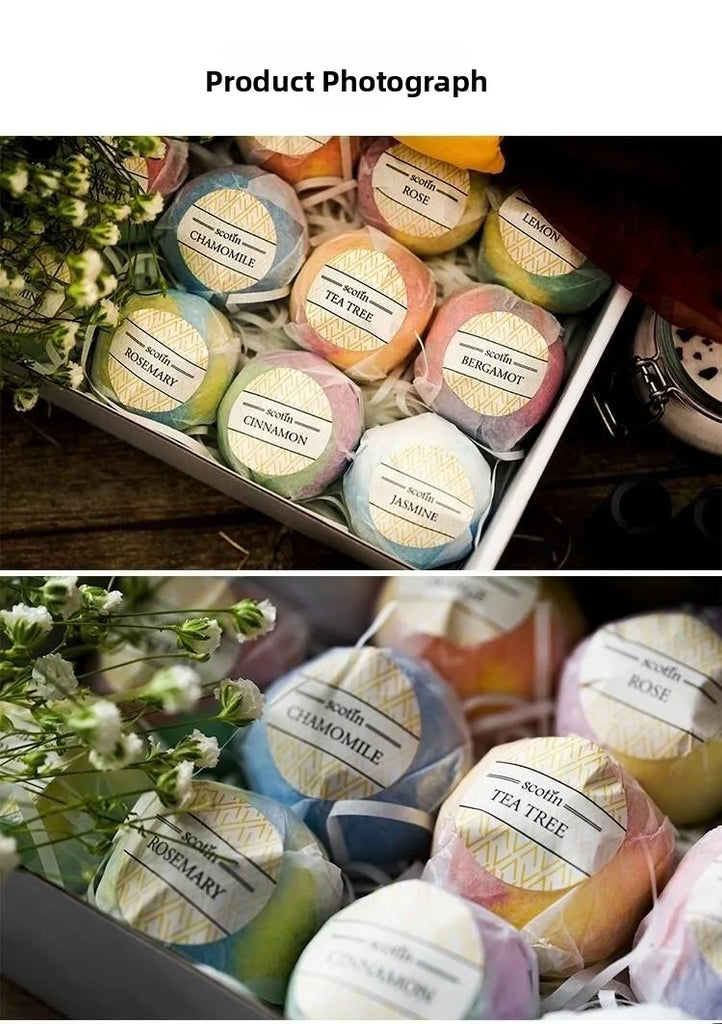 Essential Oil Effervescent Bath Bomb Salt – Body Whitening Aromatic Spa Bath Ball