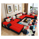 Modern U-Shaped Fabric Sofa Set with USB & Stools – Living Room Couch, Customizable Colors thumbnail 25