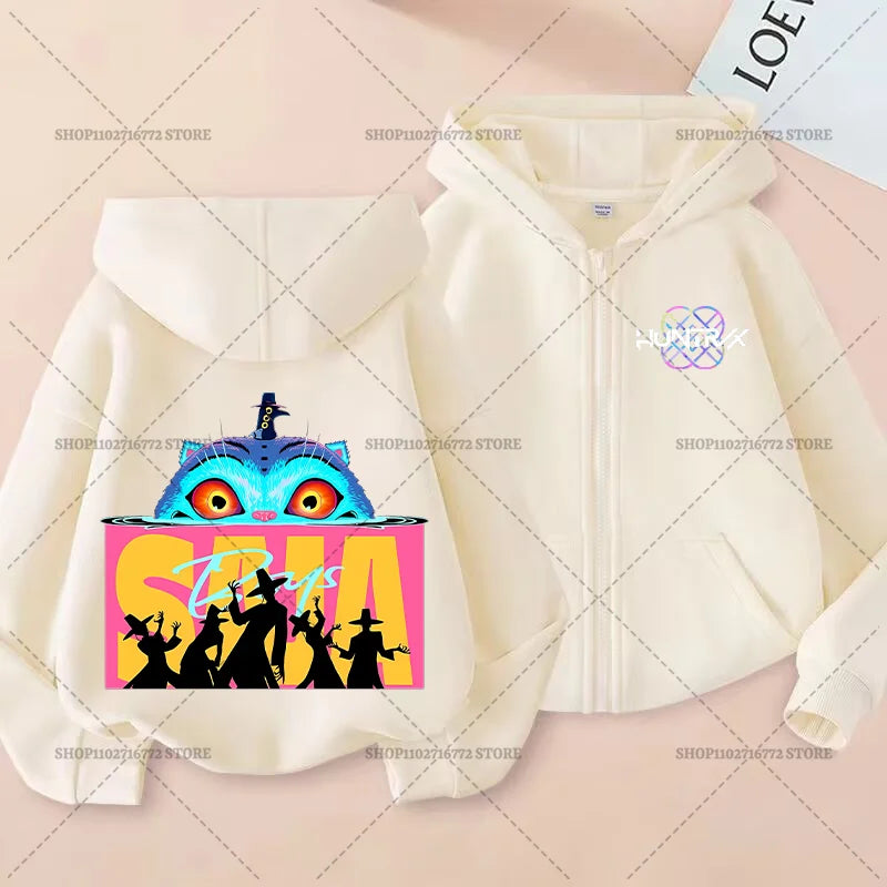 Movie Kpop Demon Hunters Zipper Hoodie for Kids – Unisex Sweatshirt for Girls & Boys