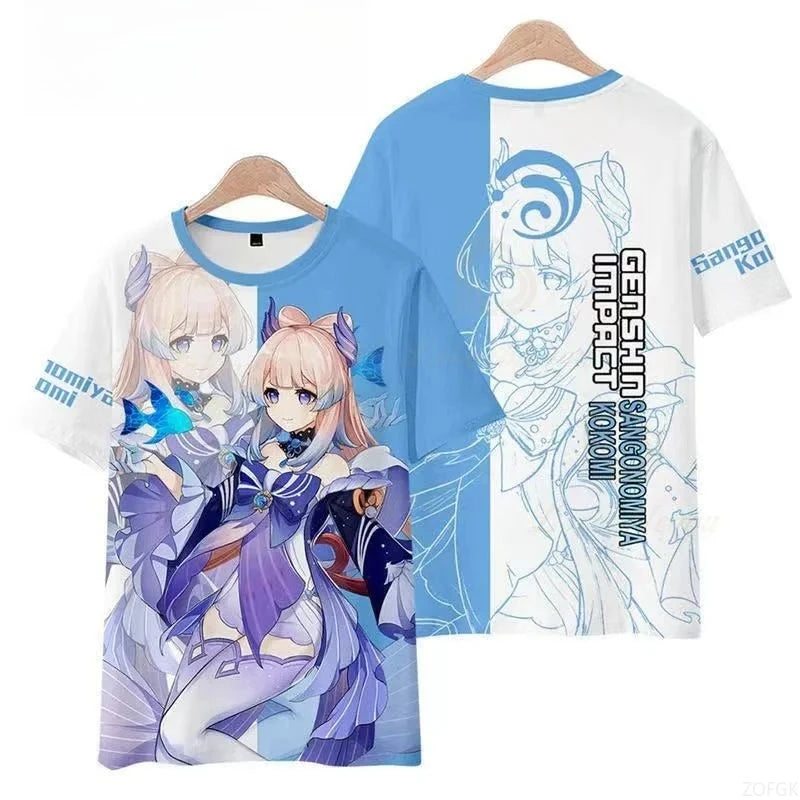 Genshin Impact Cartoon Kids T-Shirt – Unisex Short Sleeve Summer Tee for Boys & Girls