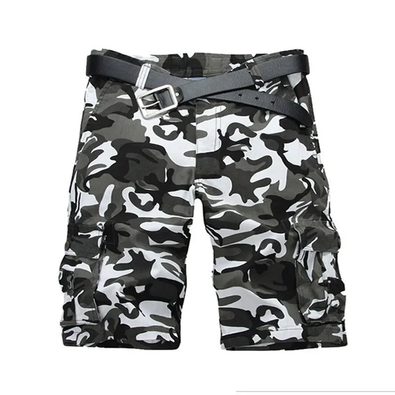Men’s Vintage Denim Cargo Shorts – Distressed Knee-Length Summer Shorts