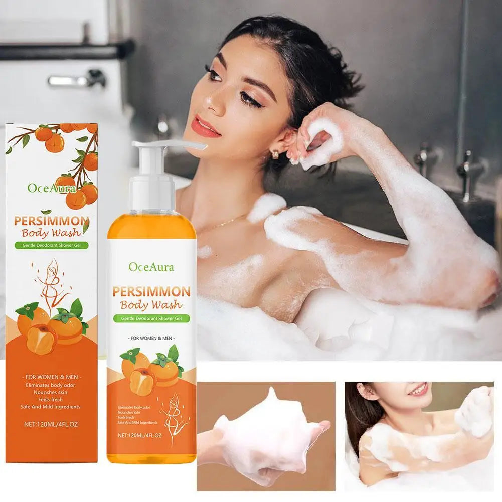 Persimmon Body Wash for Odor Control & Moisturising Cleanse – 120ml Deodorizing Shower Gel