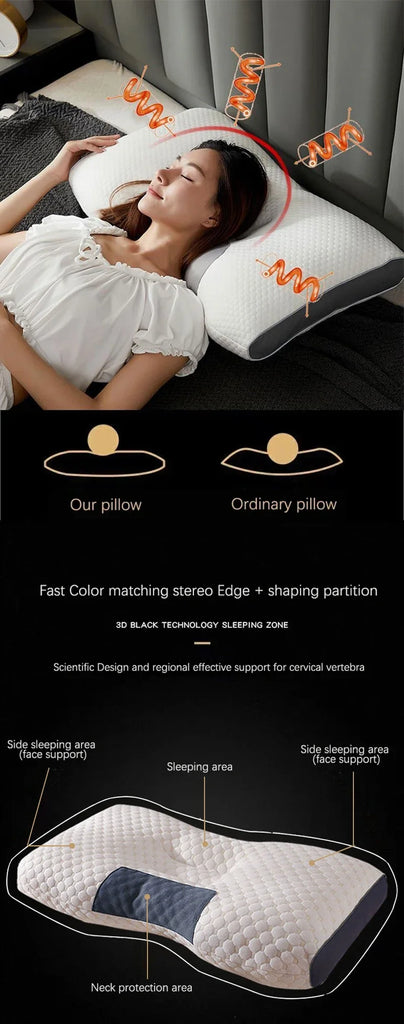 Neck Pillow for Sleep and Cervical Support – Orthopedic SPA Massage Pillow with Soybean Fiber