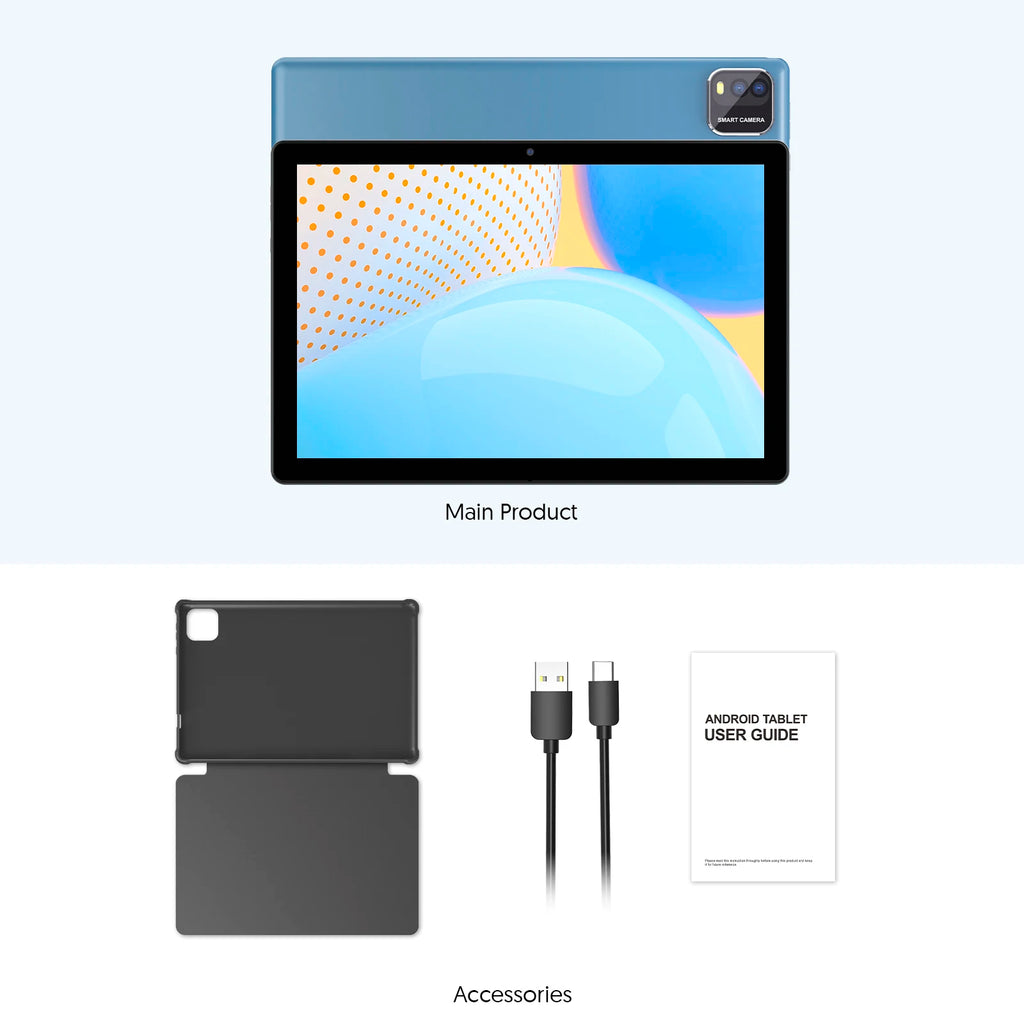 BAKEN 10-Inch Android 15 Tablet PC – 12GB RAM (3+9GB) + 64GB Storage, WiFi 6, Quad-Core Processor, Dual Camera, 6000mAh Battery